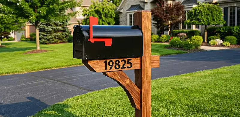 New mailbox installation with post and address number for a home in Shreveport, LA